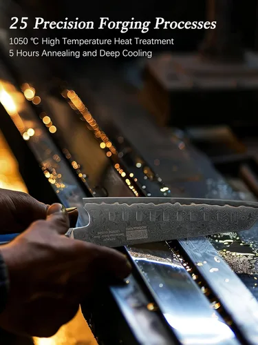 Miniatura 5 de HOSHANHO Cuchillo Santoku de Damasco de 7 pulgadas, cuchillo de chef de acero de Damasco de 67 capas, cuchillos de cocina profesionales ultra