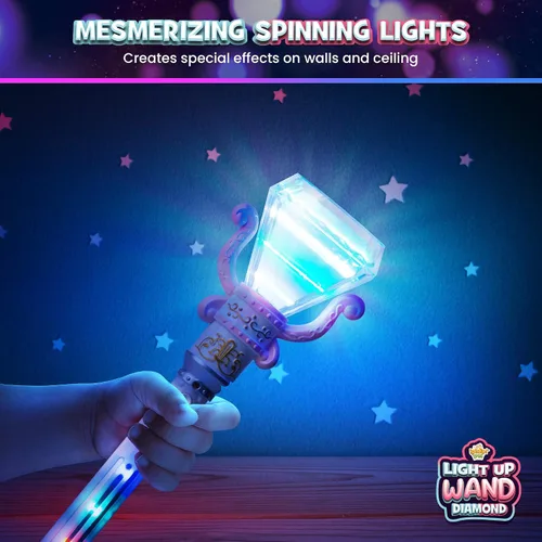 Miniatura 5 de IPIDIPI TOYS Varitas mágicas giratorias iluminadas para niños, paquete de 2, varita mágica de hadas de juego de simulación, rellenos de cesta