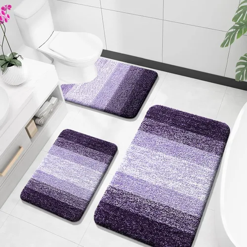 Miniatura 69 de OLANLY Juego de alfombras de baño de 3 piezas, alfombras de baño de microfibra suave y absorbente y alfombra de inodoro de contorno en forma de U