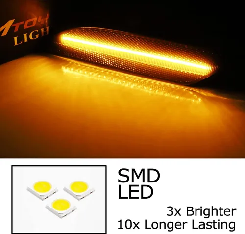 Miniatura 2 de iJDMTOY Juego de luces de señalización lateral delantera de tira LED completa con lente oscura ahumada compatible con 2007-2009 Mercedes W221 Pre-LC