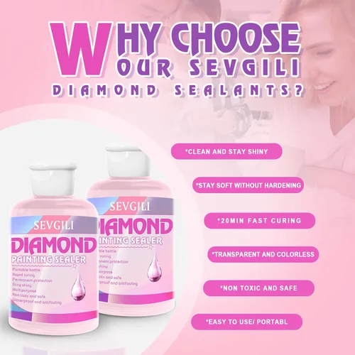 Miniatura 2 de Kit de Sellador de Pintura de Diamante Sevgili 240ML con Pinceles, Sellador y Pegamento para Rompecabezas, Accesorios y Herramientas para Pintura