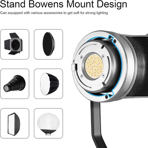 Miniatura 7 de GVM - Kit de luz de video de 300 W, iluminación continua para fotografía con caja de luz y soporte Bowens, 2700 ~ 7500 K, 112000 Lux@1.6 ft luz