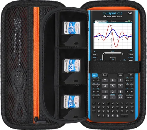 Elonbo Funda de transporte para calculadora gráfica de color Texas Instruments TI-Nspire CX II CAS/CX II/CX/CX CAS, bolsillo con cremallera Negro