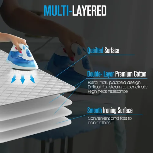 Miniatura 3 de Houseables, funda para planchar, esterilla magnética para lavado, de 32 1/2 x 17 pulgadas, gris, tipo acolchada, funda resistente al calor, a
