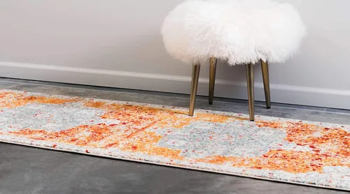 Miniatura 3 de Unique Loom - Alfombra estilo tradicional de Rosso Collection, Polipropileno, Anaranjado/Azul