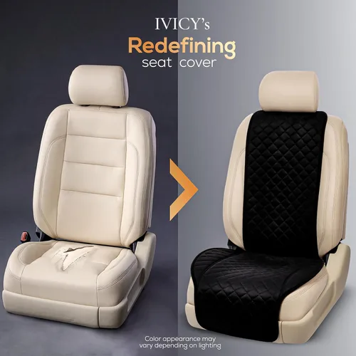 Miniatura 6 de IVICY Funda de asiento de coche de gamuza sintética para automóviles, suave y antideslizante, fundas protectoras de asiento delantero para la NEGRO