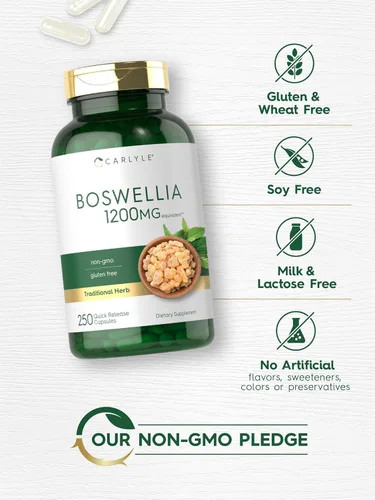 Miniatura 5 de Carlyle Boswellia Cápsulas de extracto 250 unidades Complejo Boswellia Serrata con extracto de pimienta negra Suplemento sin OMG, sin gluten