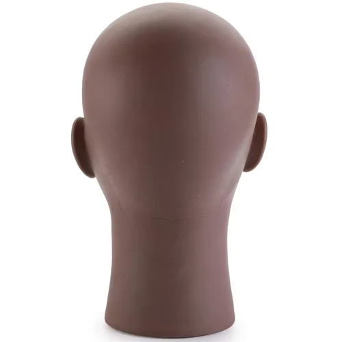 Miniatura 4 de Hedume Cabeza de maniquí afroamericano con abrazadera, cabeza de maniquí calva, cabeza de maniquí para pelucas, sombrero, exhibición de gafas