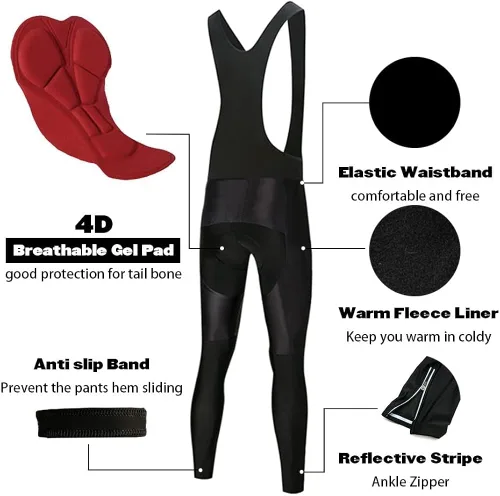 Miniatura 3 de Conjunto de jersey de ciclismo para mujer, manga larga, forro polar, ropa de bicicleta, pantalones con acolchado 4D