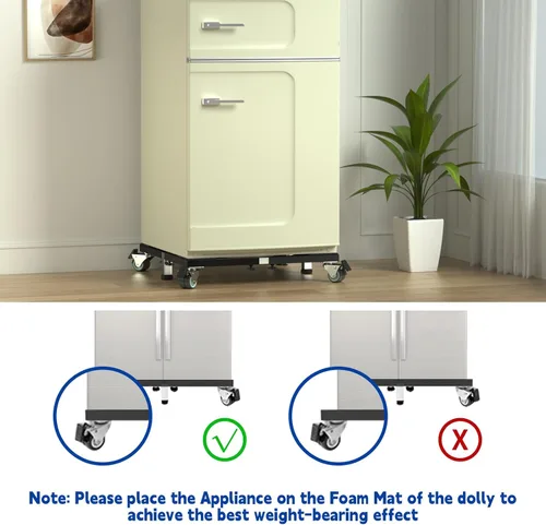 Miniatura 6 de Soporte móvil de acero resistente para nevera, base móvil con ruedas, soporte ajustable para lavadora, base multifuncional para muebles para nevera