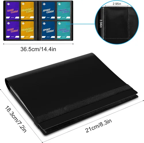 Miniatura 2 de Carpeta de cartas de 4 bolsillos para 160 fundas, carpeta de cartas álbum para colección de cartas intercambiables para cartas deportivas, cartas