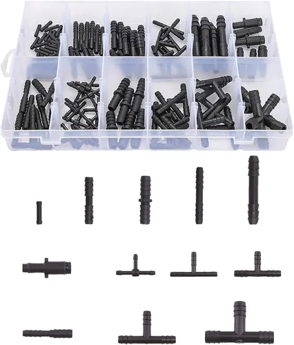 BELOMI Surtido de conectores de vacío, kit de surtido de 113 piezas de conectores de tubo de vacío de nylon tipo púas, conectores universales de