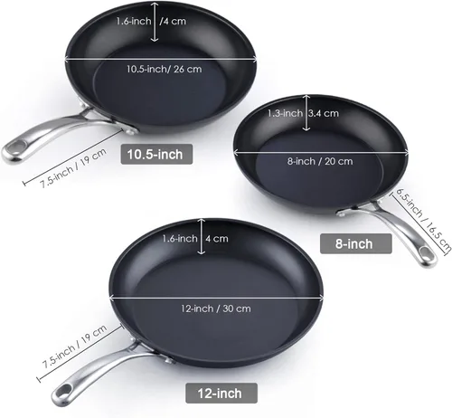 Miniatura 2 de Cooks Standard Sartén para Tortilla Francesa, Clásica de Anodizado Duro Antiadherente 8 Pulgadas/20cm Sartén para Saltear Huevos, Negro Negro-No