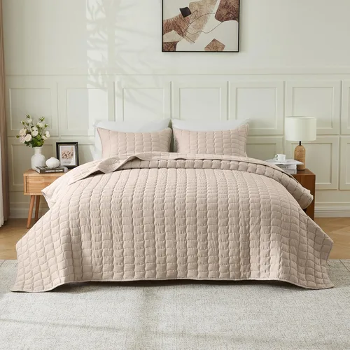 Miniatura 8 de Great Bay Home Full/Queen Quilt Set - 3-Piece Seersucker Box-Stitched Bedding Set - Soft, Lightweight, All-Season Bedspread (White)