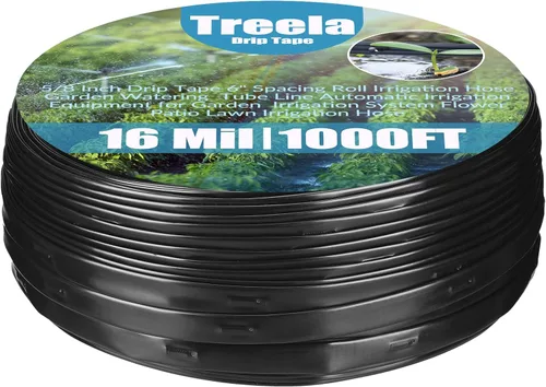 Miniatura 9 de Treela Cinta de goteo de 200 pies, 5/8 pulgadas, 6 rollos espaciadores, manguera de riego de 8 mil, línea de tubo de riego de jardín,