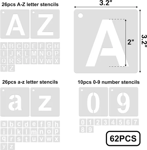 Miniatura 3 de 62 plantillas de letras del alfabeto de 2 pulgadas, plantillas de letras reutilizables de letras y números, plantillas de manualidades para pintar