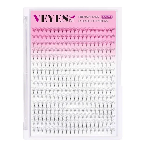 Miniatura 17 de VEYES INC Extensiones de pestañas postizas en abanico 3D-24D C/D rizo natural y volumen mixto, suministros de pestañas profesionales, negro mate 10D