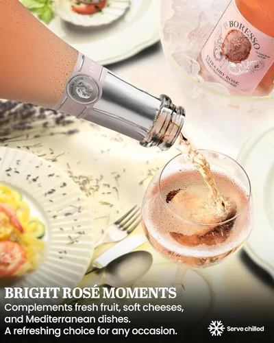 Miniatura 5 de Boresso Extra Dry 0.0% ABV Vino rosado espumoso sin alcohol con caja de regalo alternativa de champán sin alcohol desalcoholizado de Italia 25.4 fl