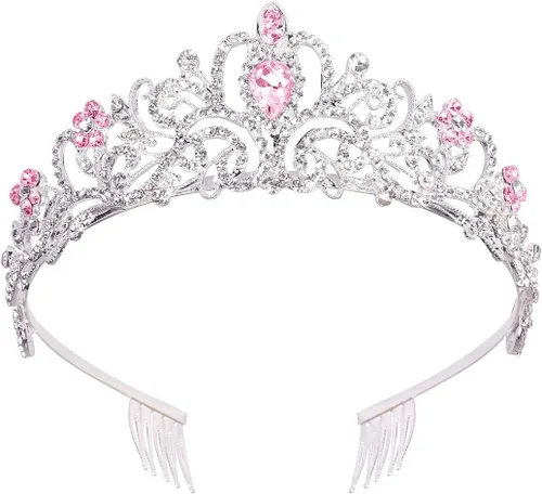 Miniatura 16 de COCIDE Diadema de cristal con coronas de tiara, corona de diamantes de imitación de princesa con peines, diademas de novia, boda, graduación, fiesta