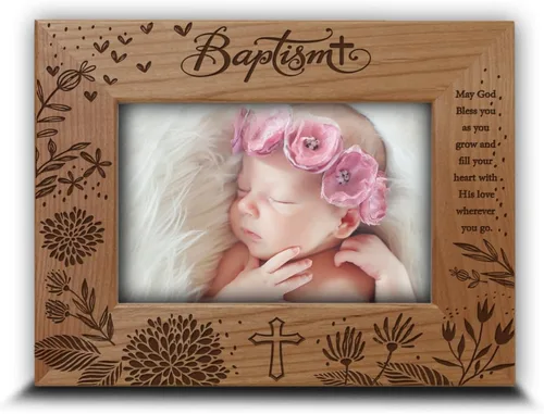 BELLA BUSTA -Bautizo Bautizo Bautizo Bebé Niña/Niño Bautizado Regalos de Padrinos -Ceremonia de Bautizar un Niño Marco Grabado (5x7 Horizontal)