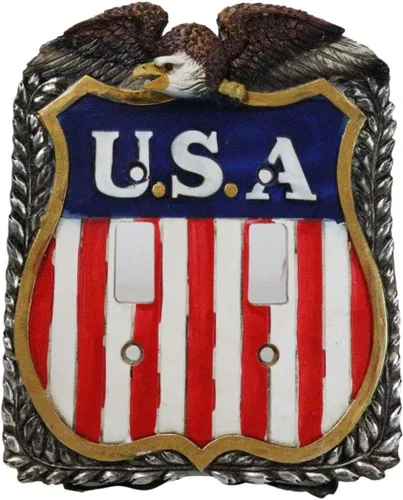 Miniatura 8 de Ebros Gift Juego de 2 placas de pared rústicas patrióticas occidentales con águila calva en la bandera de Estados Unidos vintage, bandera de Estados