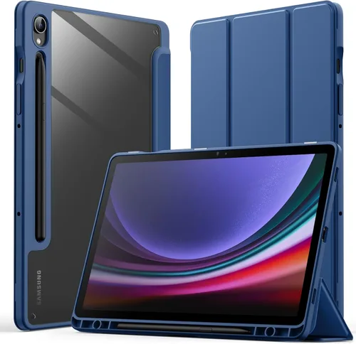 JETech Funda para Samsung Galaxy Tab S9 de 11 pulgadas con soporte para bolígrafo S, parte trasera de policarbonato transparente transparente, a