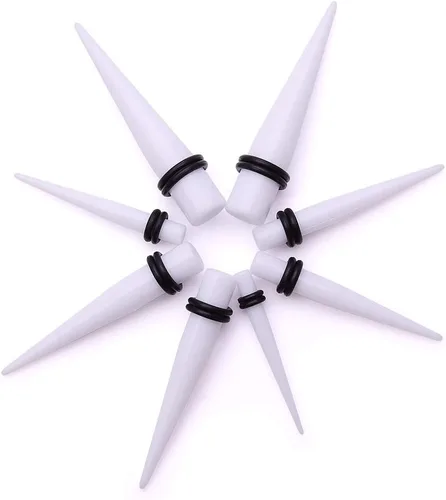 Miniatura 6 de Paquete de 50 unidades para estiramiento de oreja (14G-00G),túneles de silicona, conos y tapones acrílicos, set para expandir las perforaciones