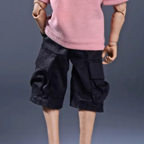 Miniatura 5 de Pantalones cargo de figura masculina a escala 1/12, pantalones cortos de entrenamiento para correr con bolsillos adicionales para figuras de acción