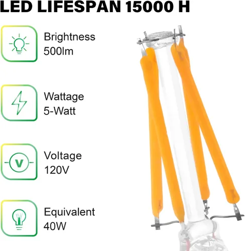 Miniatura 3 de Bombilla LED para Electrodomésticos, Equivalente a 40W, Bombillas para Campana de Cocina, Blanco Cálido 2700K, 5W 500 Lúmenes, No Regulable, Base