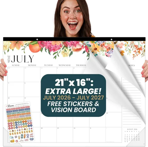 Miniatura 10 de bloom daily planners Calendario de escritorio 2026-2027 – Calendario de pared grande del año académico (julio de 2026 a julio de 2027) – 21 x 16