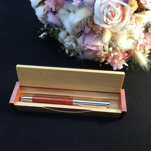 Miniatura 6 de LACHIEVA LUX Pluma estilográfica de palisandro, punta fina alemana, flujo de tinta suave, caja de regalo de madera con convertidor y 2 cartuchos