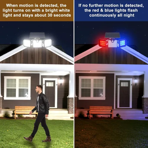 Miniatura 2 de Aolyty Luces solares con sensor de movimiento, luces estroboscópicas solares impermeables IP65, luces de pared estroboscópicas - Blanco