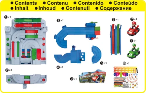 Miniatura 2 de EPOCH Games Mario Kart™ Racing Deluxe - Carrera de obstáculos de vehículos Super Mario con figuras de Mario y Luigi Kart para mayores de 5 años