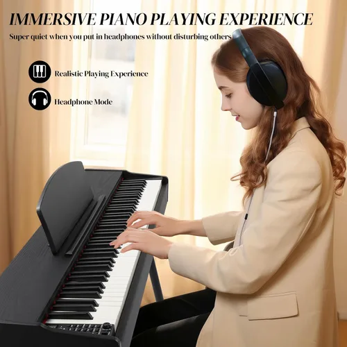 Miniatura 3 de Ktaxon Piano de Teclado de 88 Teclas con Acción Ponderada, Piano de Teclado Electrónico, Piano Digital con Unidad de 3 Pedales, Soporte de Música