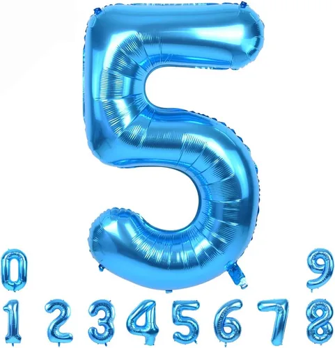 Miniatura 10 de TONIFUL Globo azul de números grandes de 40 pulgadas 0-9 de aluminio Mylar gran número 0 globo digital 0 para graduación 2026, fiesta de cumpleaños