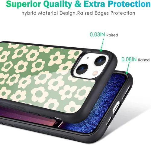 Miniatura 4 de Funda compatible con iPhone 13 para niños y mujeres, diseño divertido de cara, parte trasera dura con negro, divertido y lindo patrón de arte
