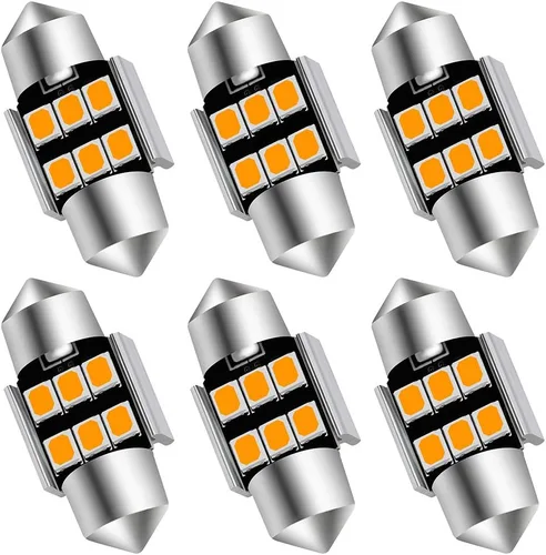 AUXLIGHT 6614 6641 6612F 6615 F30-WHP TS-14V1CP Bombillas LED de 29 mm de 1.14” Festoon para luz interior de ámbar amarillo, súper brillantes con