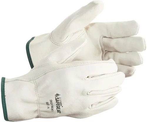 Miniatura 3 de J. J. Keller & Associates, Inc. SAFEGEAR Cowhide Leather Work Gloves with Keystone Thumb Blanco (paquete de 3)