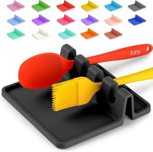 Miniatura 18 de Zulay - Soporte extragrande de silicona con bandeja antigoteo para múltiples utensilios de cocina, reposacucharas resistente al calor y sin BPA