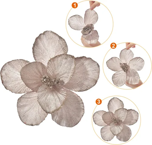 Miniatura 7 de Adornos de Flor de Magnolia Artificial de Navidad, Adornos de Árbol de Navidad, Ramas de Flores, Pack de 10 para Árbol de Navidad, Fiesta, Boda