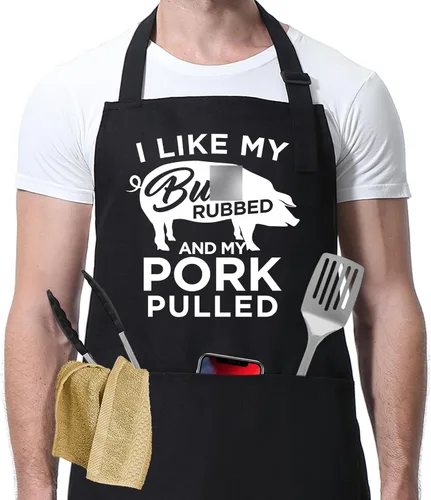 Miracu Divertidos delantales de cocina para hombres, delantales de barbacoa con bolsillos, parrilla de humor para el día del padre, regalos de