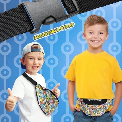 Miniatura 5 de Pokemon Riñonera para niños y niñas, ligera, ajustable, riñonera, bolsa de viaje para viajes, deportes, escuela, regalos de Pokemon para niños