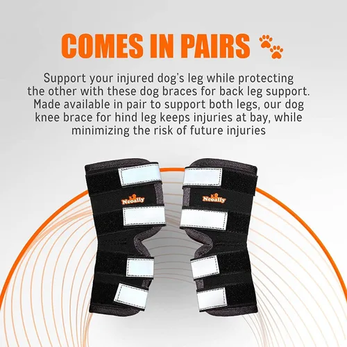 Miniatura 6 de NeoAlly Par de soportes para la pierna trasera de perro con correas reflectantes de seguridad para lesiones articulares y protección contra