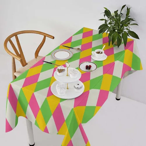 Miniatura 32 de Mantel retro moderno de mediados de siglo, diseño de colores retro de los años 50, resistente al agua, mantel lavable para cocina, comedor, fiesta
