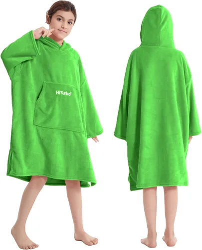 Miniatura 13 de Hiturbo Bata de Cambio para Niños: Manta Suave y Acolchada Portátil - Sudadera Cálida de Forro Polar Coral - Poncho para Nadar y Surfear para Niños