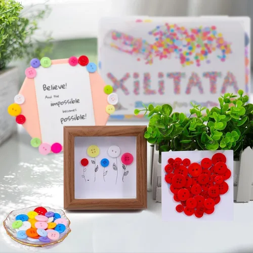 Miniatura 2 de 1000 botones para manualidades, botones coloridos para ropa, varios tamaños, resina redonda, botón decorativo a granel para manualidades de costura