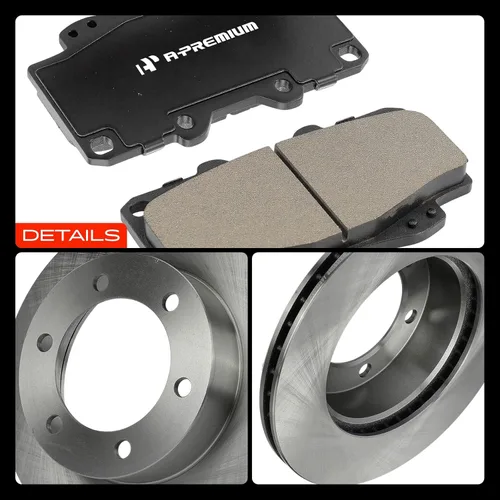 Miniatura 9 de A-Premium Kit de rotores de freno de disco ventilados delanteros de 11.69 pulgadas (11.685 in) + pastillas de cerámica compatibles con modelos