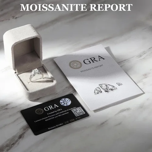 Miniatura 5 de ATESSON Anillos de compromiso de moissanita de plata de ley S925 para mujer, 2 quilates de corte redondo, anillos de compromiso de aniversario