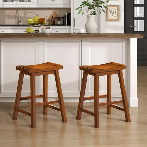 Miniatura 10 de Lexicon Finnian Saddle - Juego de 2 taburetes de madera maciza, taburetes de cocina para comedor, asientos de silla de mostrador sin brazos, Arena