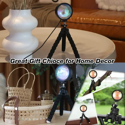 Miniatura 3 de JIMEI Lámpara de puesta de sol, proyector de luces LED para dormitorio, luz nocturna, luces RGB, luz solar, lámpara de amanecer, 10 W, rotación